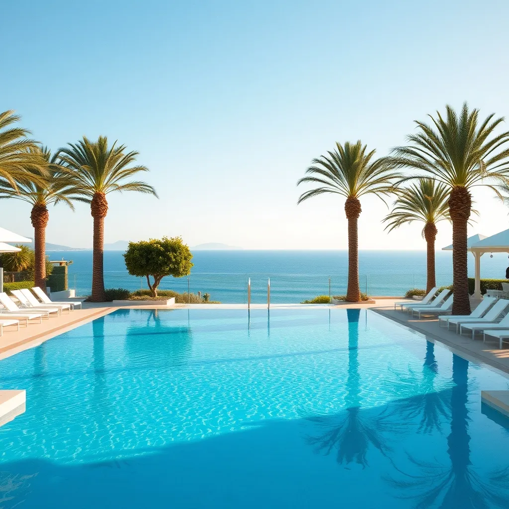 Piscine d'un resort tout compris en Grèce, idéal pour des vacances en famille