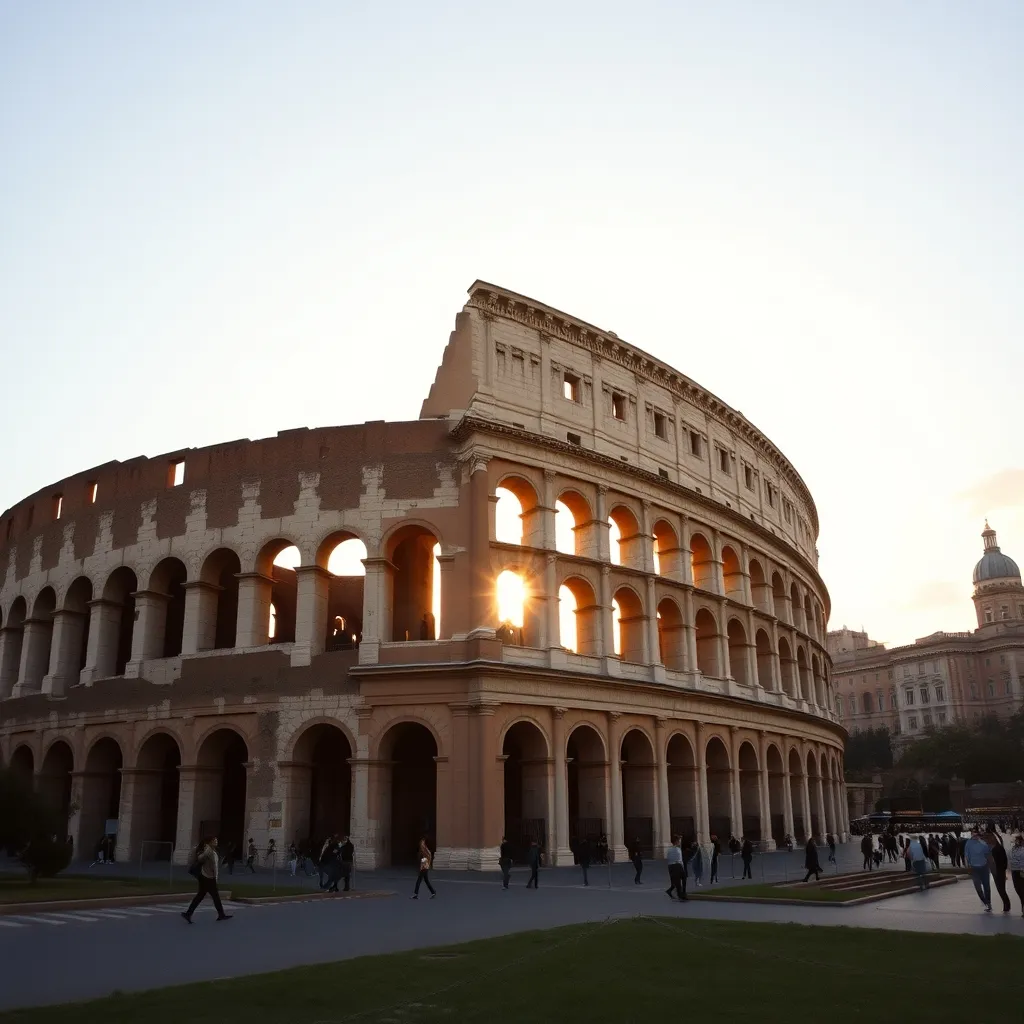 Le Colisée de Rome baigné dans la lumière dorée du matin