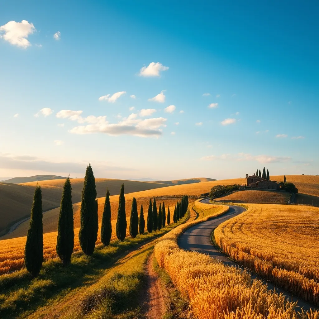 Les collines du Val d'Orcia en Toscane, entre Florence et Sienne