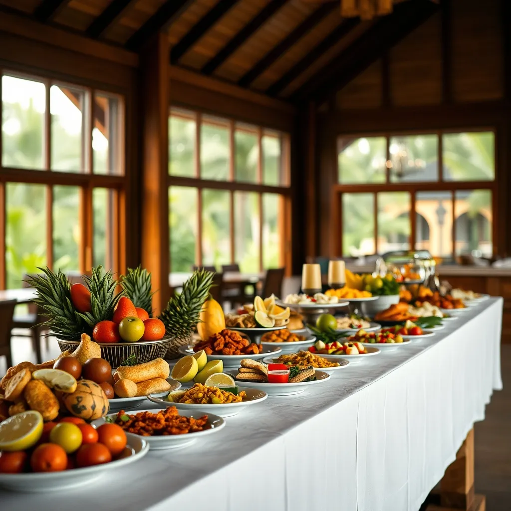 Buffet créole dans un hôtel tout compris en Guadeloupe