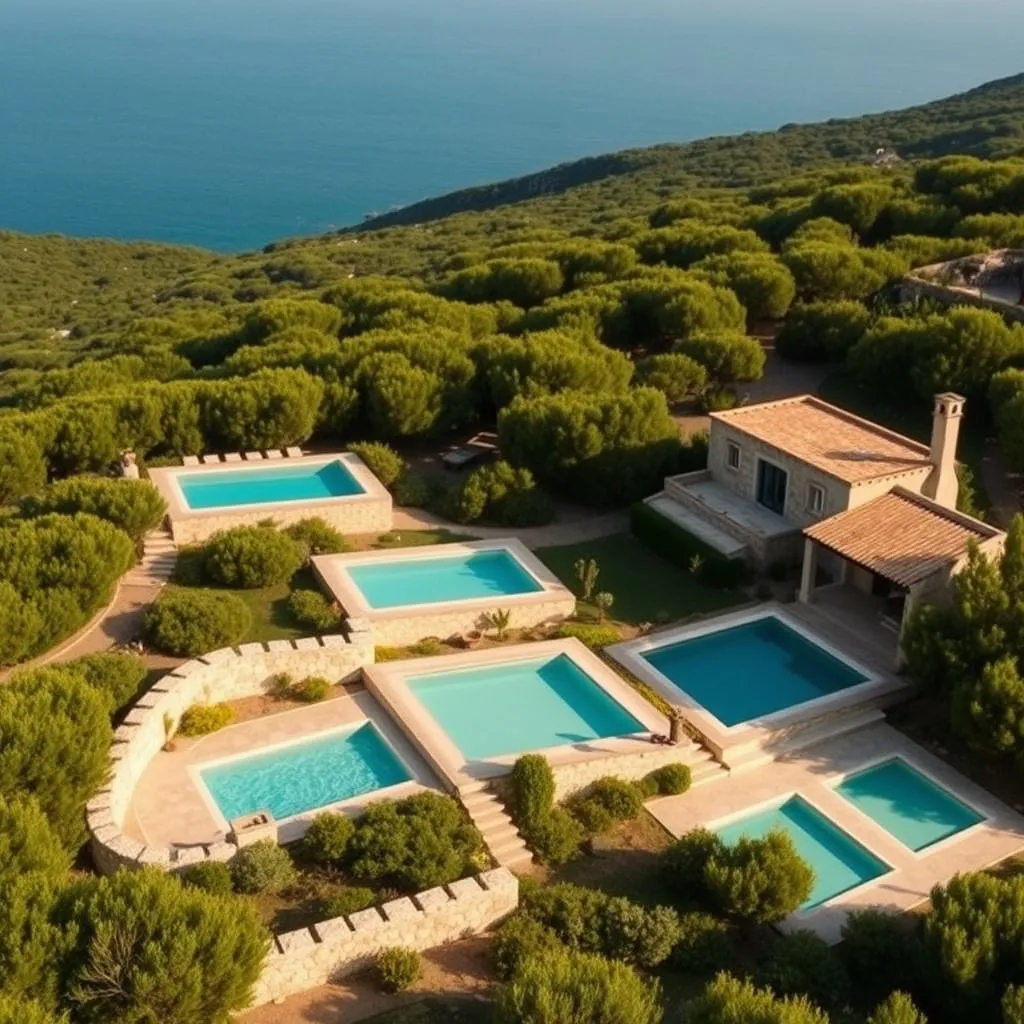 Domaine corse avec villas individuelles dotées chacune de leur piscine privée
