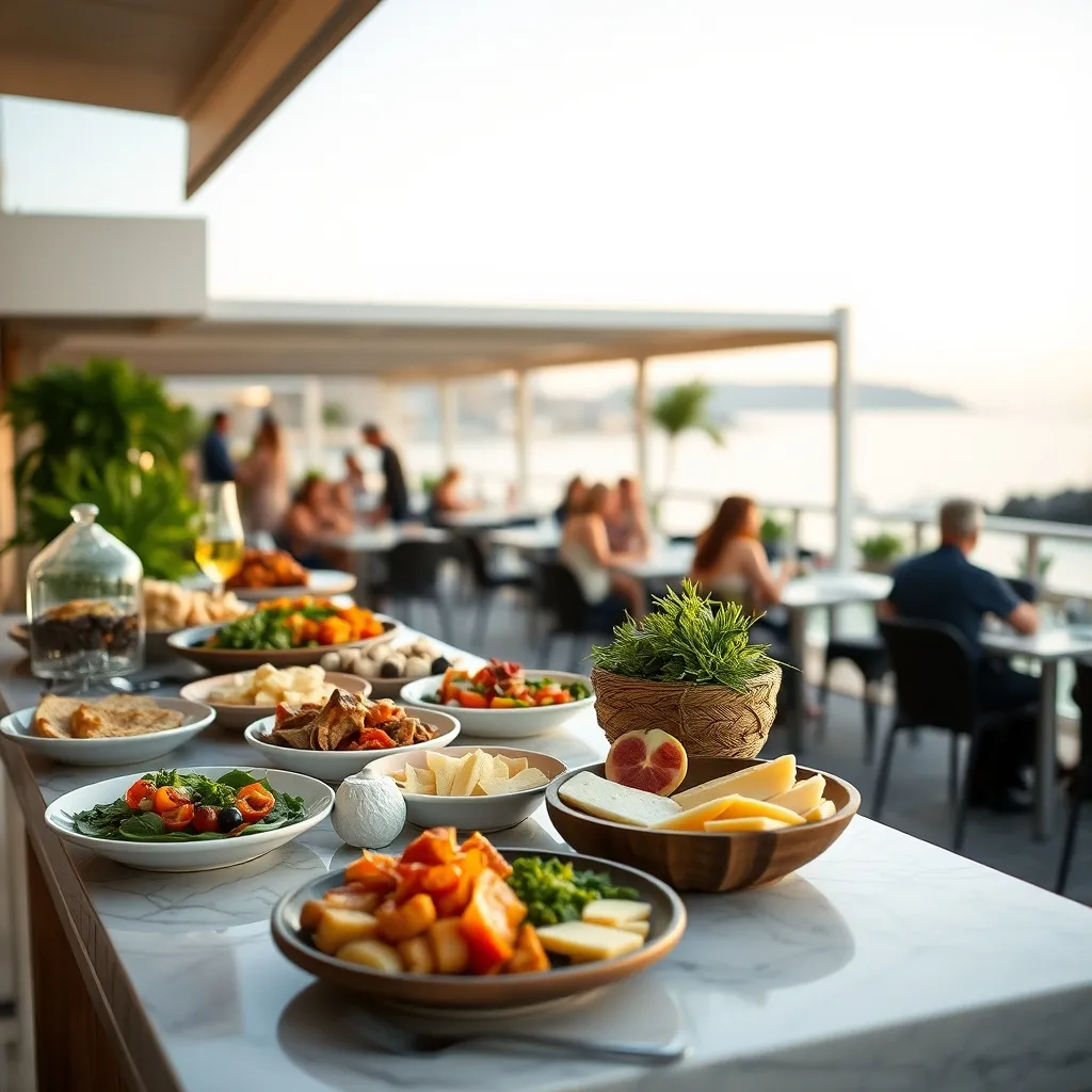 Le buffet d'un club all inclusive mettant en valeur les spécialités corses et méditerranéennes