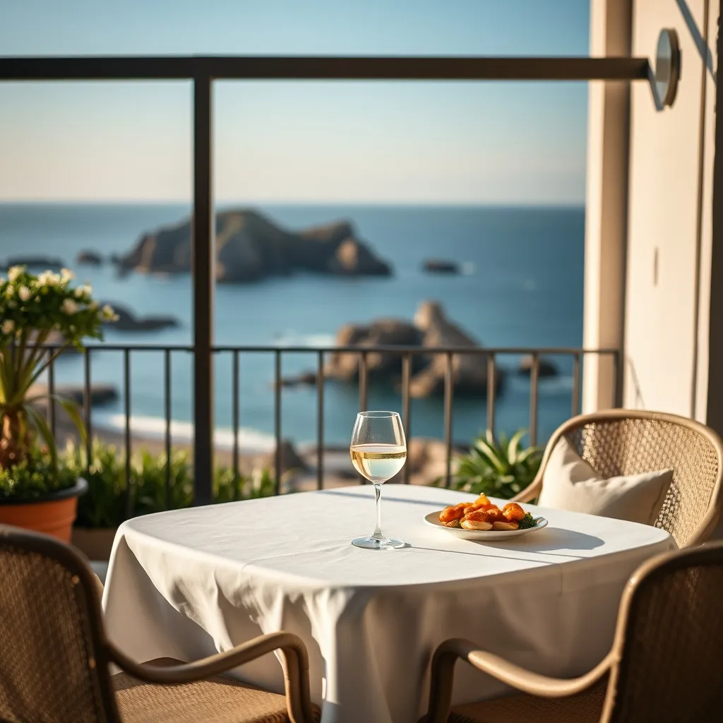 Terrasse d'un hôtel de charme avec vue sur la côte du Morbihan