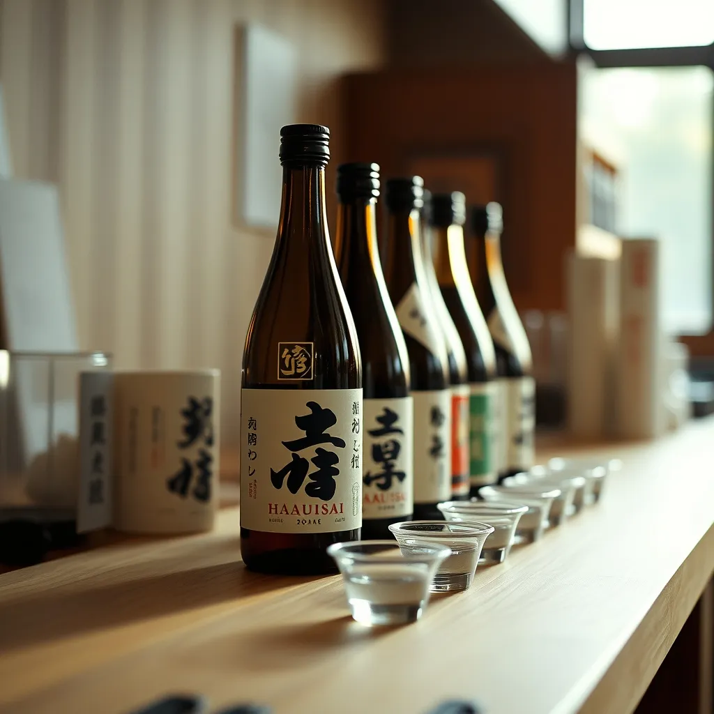 Sélection de sakés artisanaux japonais prêts pour une dégustation