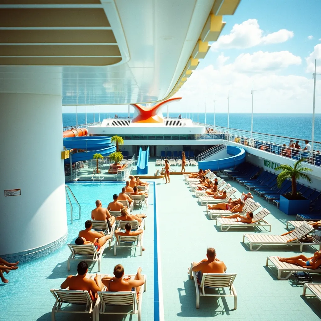 Le pont piscine d'un navire MSC sous le soleil des Caraïbes