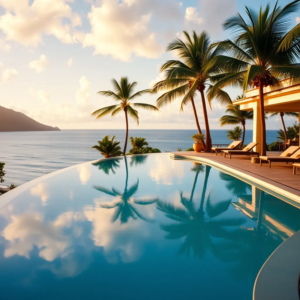 Piscine à débordement d'un hôtel tout compris en Martinique avec vue sur la mer