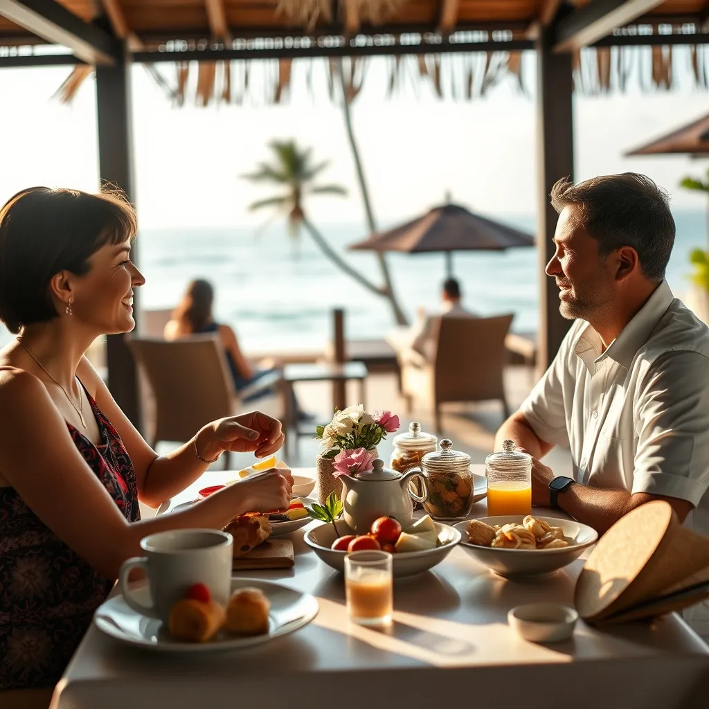 Petit-déjeuner buffet face à la mer dans un resort tout compris balinais