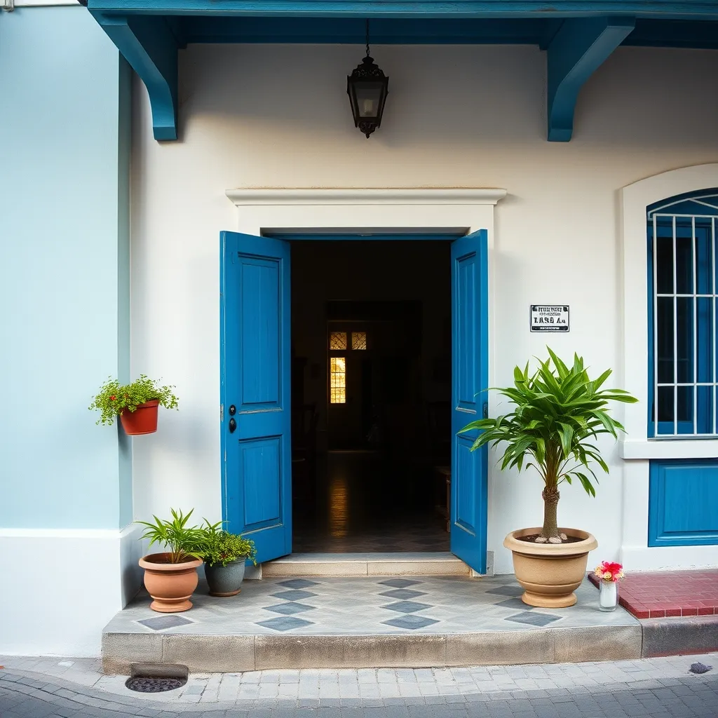 Entrée typique d'une casa particular à Trinidad, hébergement économique et authentique