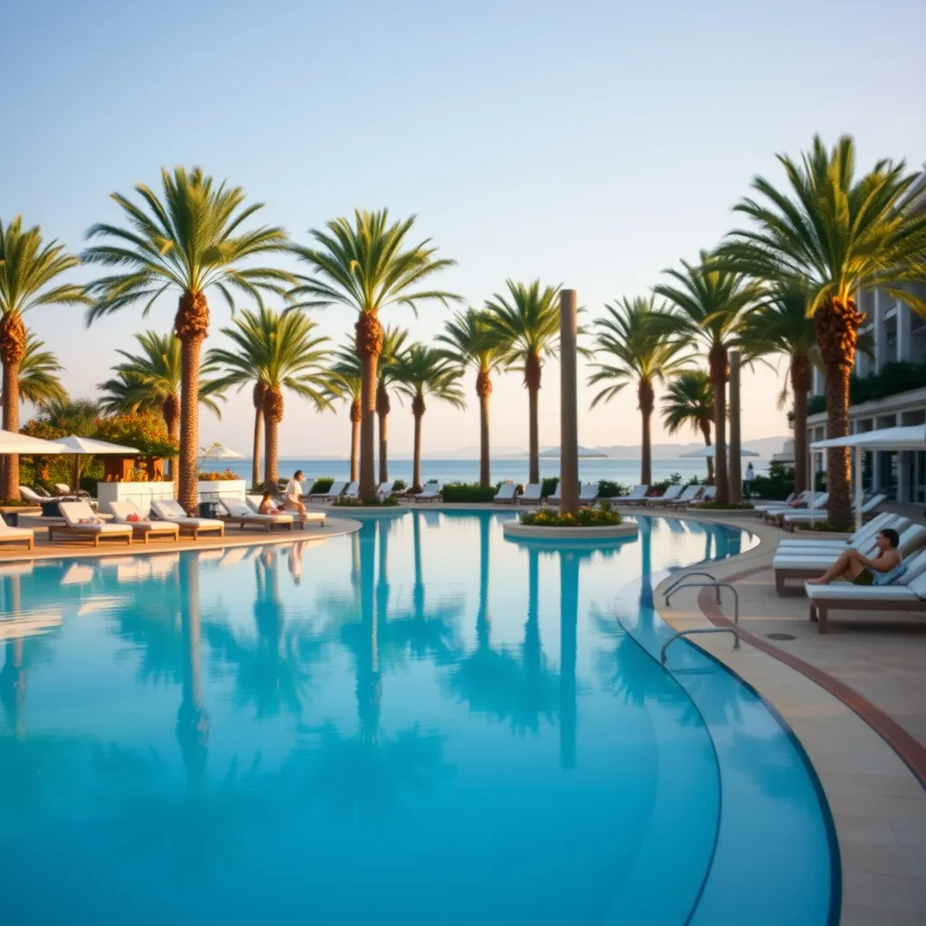 Piscine d'un resort all inclusive typique de la côte de Side en Turquie