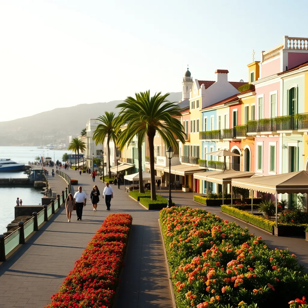 La promenade maritime de Funchal, accessible à pied depuis l'hôtel, longe la côte sud de Madère
