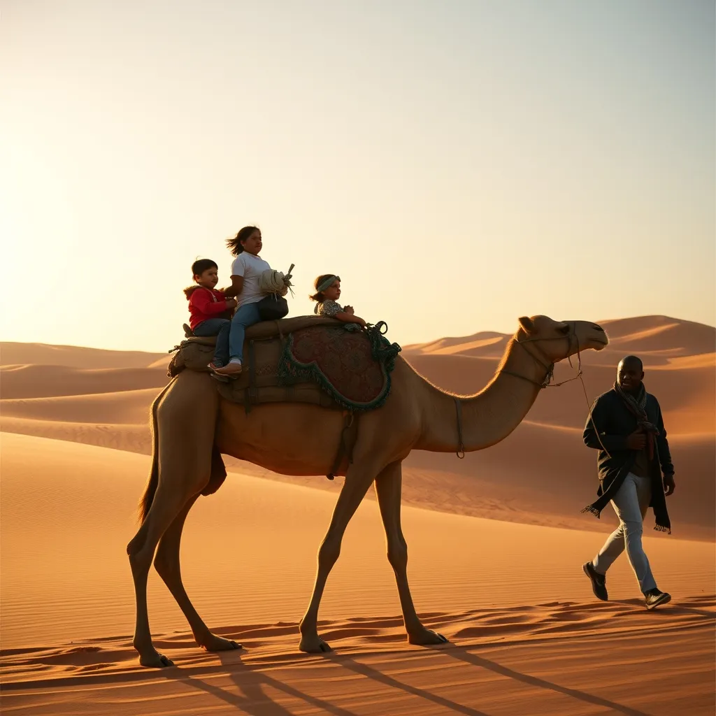 Balade à dos de dromadaire dans les dunes de Merzouga, une aventure inoubliable pour les enfants