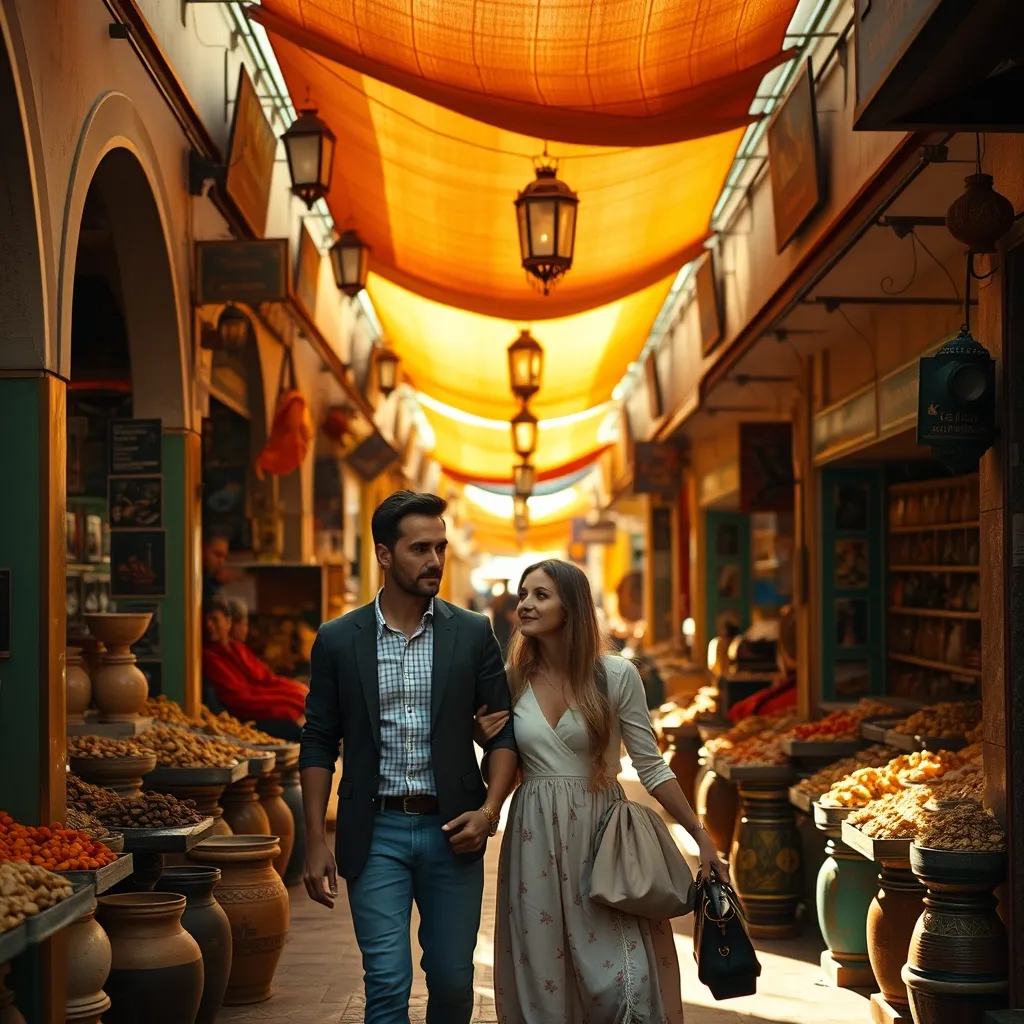 Promenade dans les souks colorés de Marrakech entre épices et lanternes
