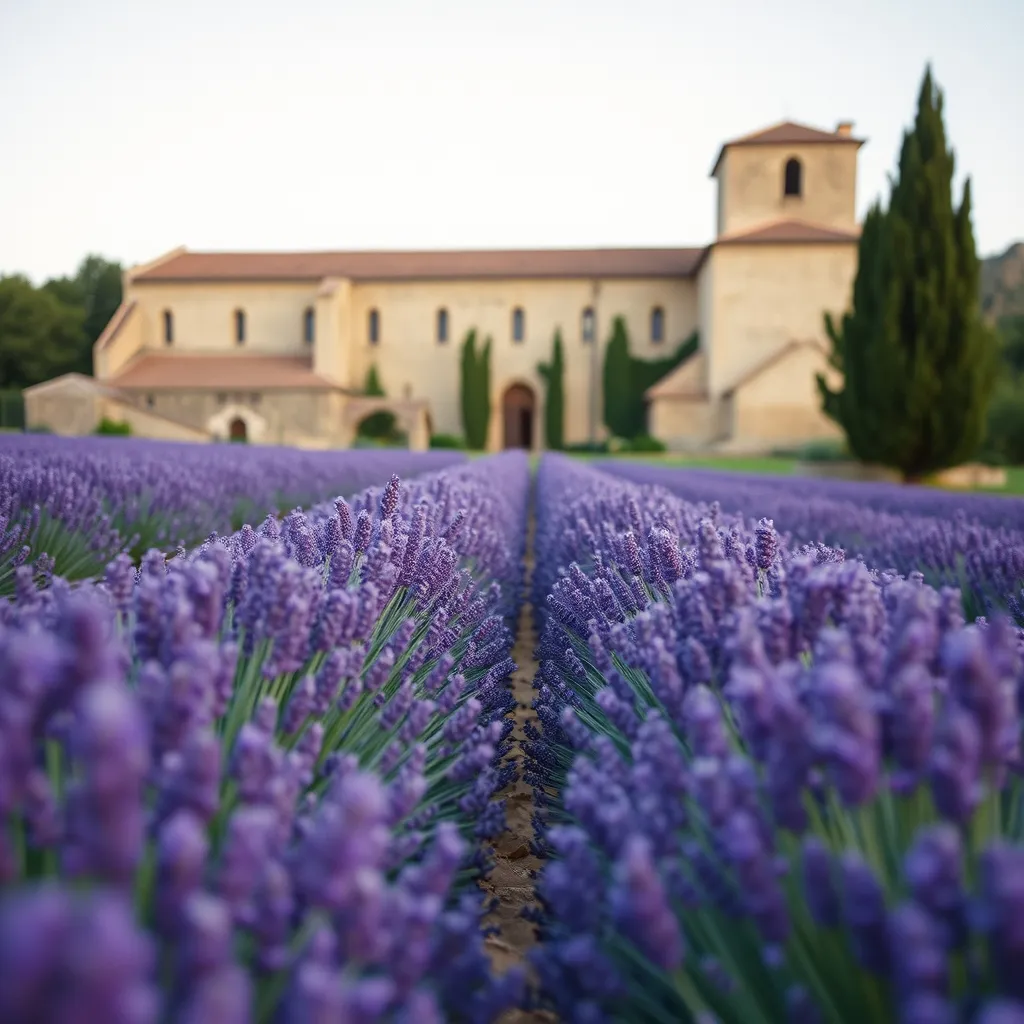 L'Abbaye de Sénanque et ses champs de lavande, à quelques kilomètres de Gordes