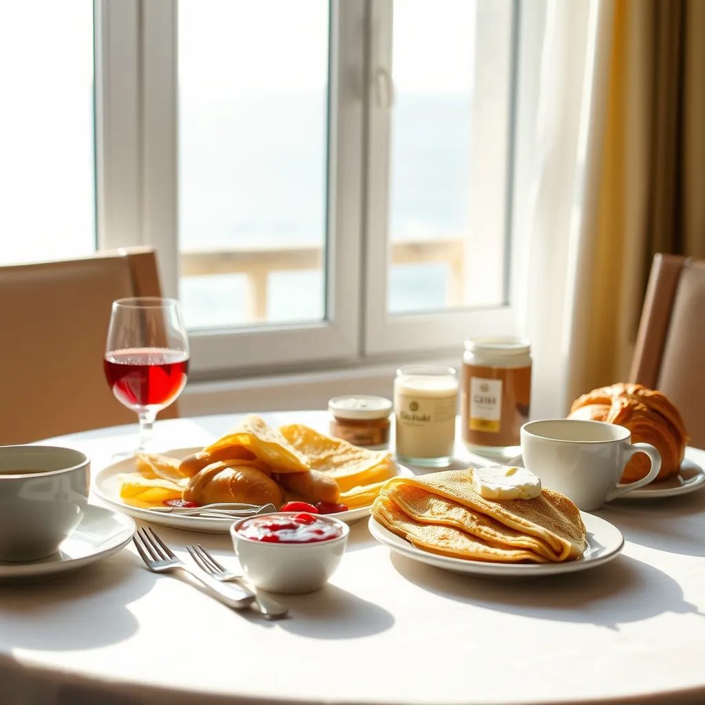 Petit-déjeuner breton servi dans un hôtel face à la mer